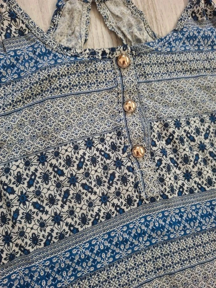 💙 Superbe halter/top sin mangas de mujer bohemio fluido azul/blanco CH Fashion – Talla XS/S 💙 – photo 5
